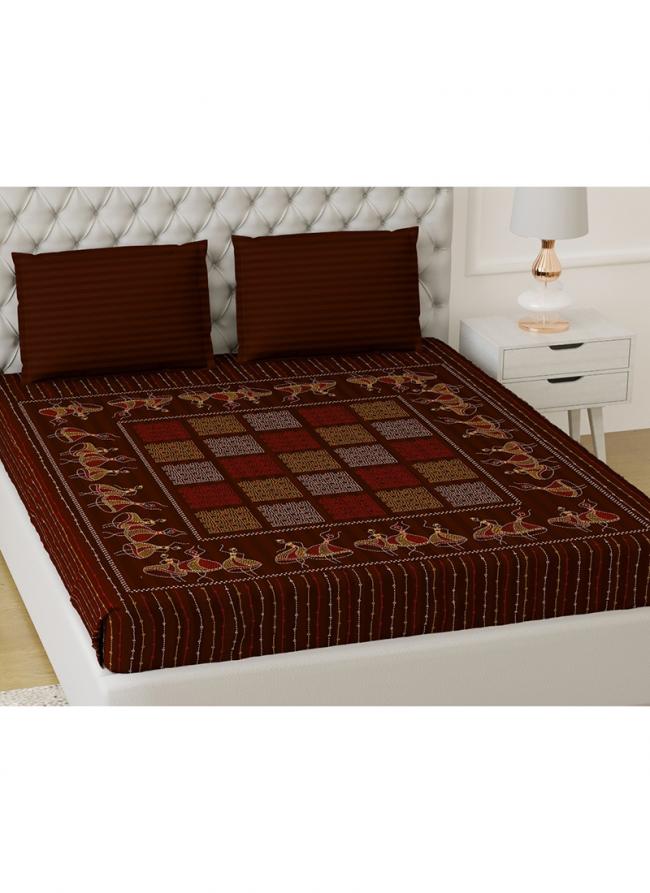 Cotton Maroon   Printed Bedsheets( 108*108)